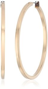 guess "basic" gold square sterling silver edge hoop earrings