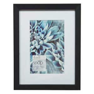 snap 05fw1803 wall mount mat picture frame, 6 inches x 8 inches, black