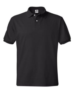 hanes men's cotton-blend ecosmart jersey polo black medium