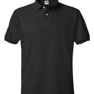 Hanes Men's Cotton-Blend EcoSmart Jersey Polo Black Medium