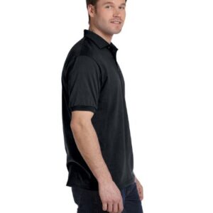 Hanes Men's Cotton-Blend EcoSmart Jersey Polo Black Medium