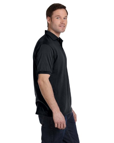 Hanes Men's Cotton-Blend EcoSmart Jersey Polo Black Medium