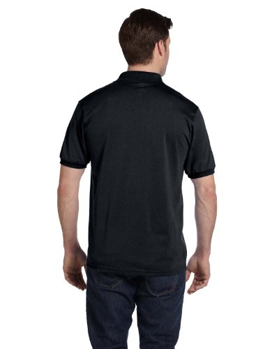 Hanes Men's Cotton-Blend EcoSmart Jersey Polo Black Medium