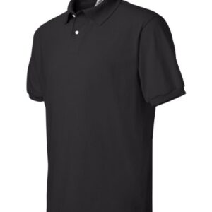 Hanes Men's Cotton-Blend EcoSmart Jersey Polo Black Medium