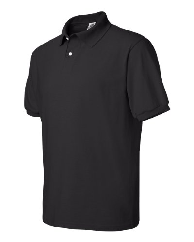 Hanes Men's Cotton-Blend EcoSmart Jersey Polo Black Medium