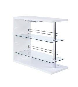 coaster home furnishings prescott rectangular 2-shelf bar unit glossy white