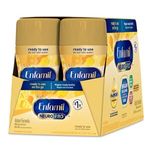 Enfamil NeuroPro Ready to Feed Baby Formula, Ready to Use, Brain and Immune Support with DHA, Iron and Prebiotics, Non-GMO, 8 Fl Oz, 4 Count (Pack of 6), Total 24 bottles