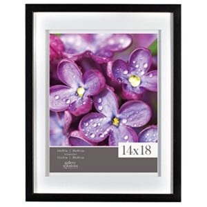 gallery solutions 14x18 black wood wall frame with double white mat for 11x14 image
