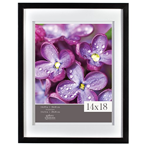 Gallery Solutions 14x18 Black Wood Wall Frame with Double White Mat for 11x14 Image