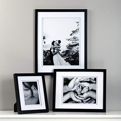 Gallery Solutions 14x18 Black Wood Wall Frame with Double White Mat for 11x14 Image