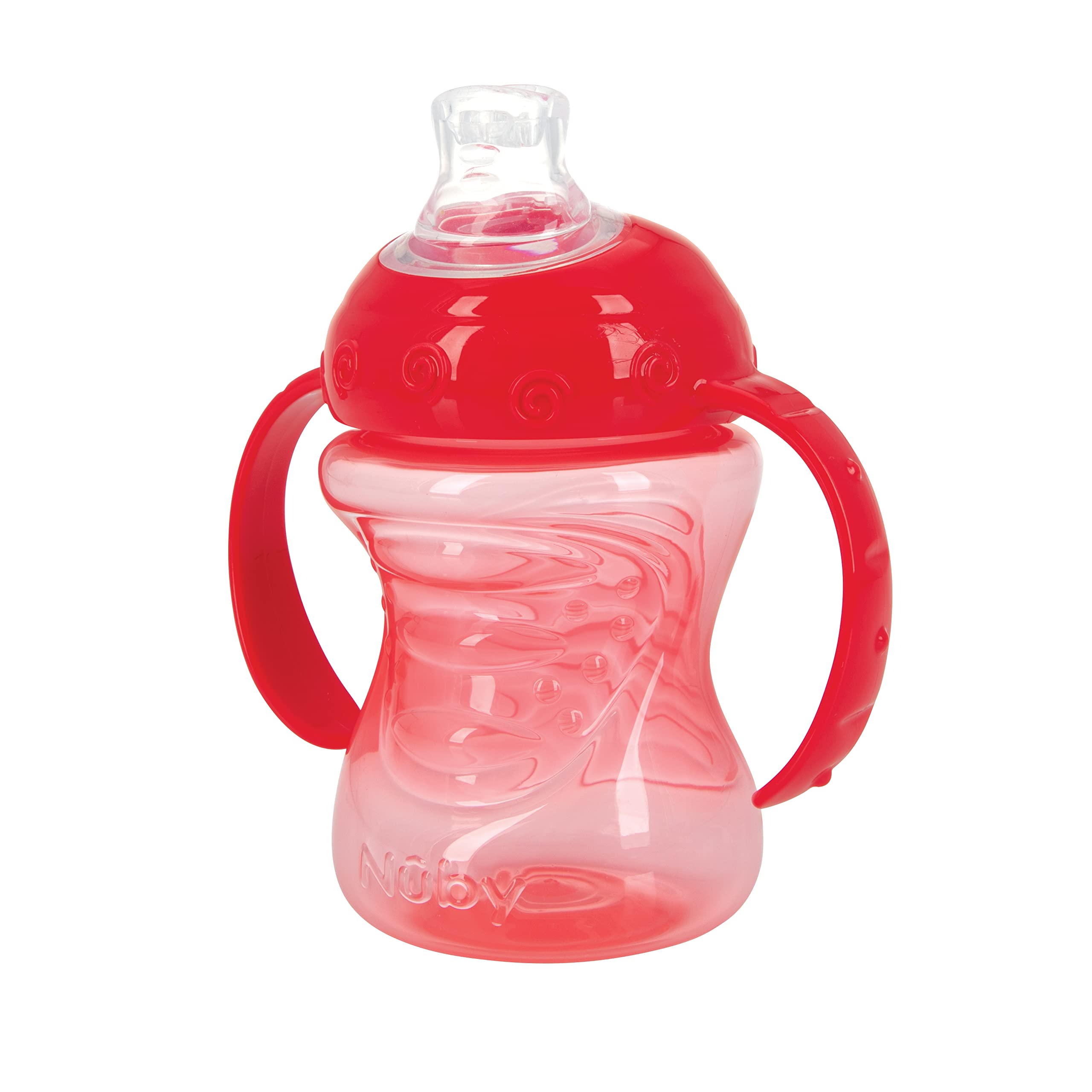 Nuby Two-Handle No-Spill Super Spout Grip N' Sip Cup, 8 Ounce, Single pack of 1 Cup, Colors May Vary