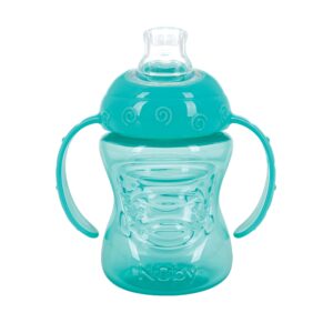 Nuby Two-Handle No-Spill Super Spout Grip N' Sip Cup, 8 Ounce, Single pack of 1 Cup, Colors May Vary