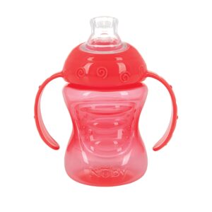 Nuby Two-Handle No-Spill Super Spout Grip N' Sip Cup, 8 Ounce, Single pack of 1 Cup, Colors May Vary