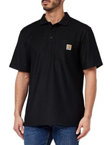 carhartt men's loose fit midweight short-sleeve pocket polo, black, x-large