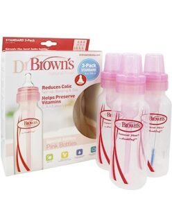 dr. brown's bpa free baby bottles 8 oz. - pink - 3 pack