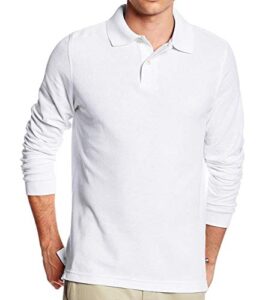 lee mens modern fit long sleeve polo shirts, white, large us