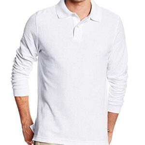 Lee mens Modern Fit Long Sleeve polo shirts, White, Large US