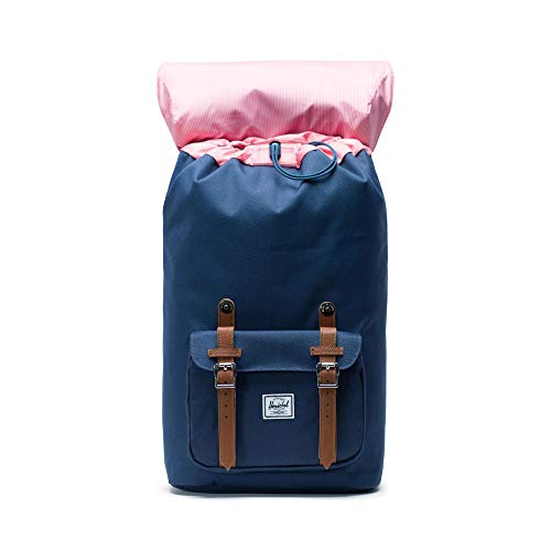 Herschel Little America Laptop Backpack, Navy/Tan Synthetic Leather, Classic 25.0L