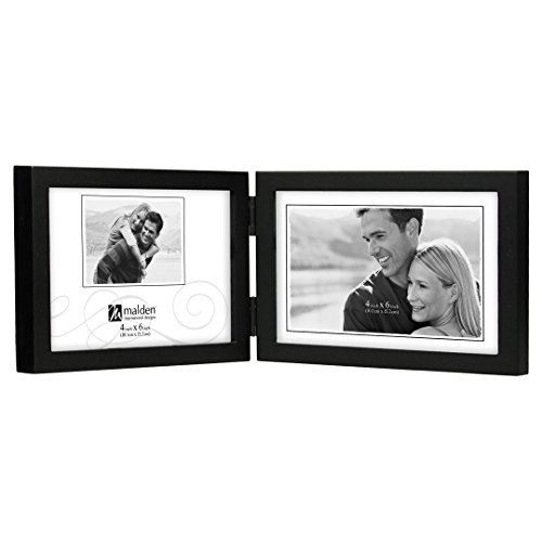 Malden International Designs Black Concept Wood Picture Frame, Double Horizontal, 2-4x6, Black