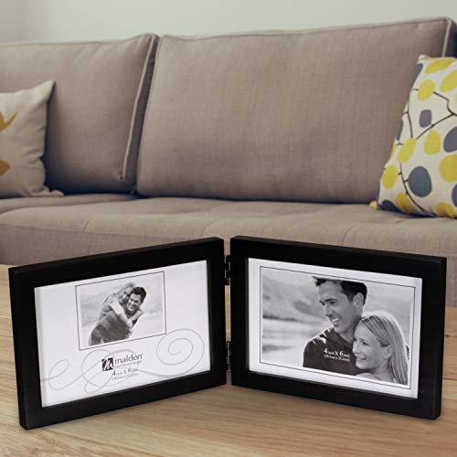 Malden International Designs Black Concept Wood Picture Frame, Double Horizontal, 2-4x6, Black