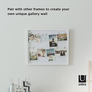 Umbra Clothesline, Picture Hanging Wire/Clothespin Photo Display, White Wood Finish 17 by 20 by 1-inch