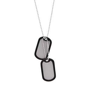 paialco stainless steel dog id tags set complete with chains & black silencers