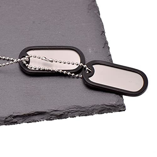 Paialco Stainless Steel Dog ID Tags Set Complete with Chains & Black Silencers