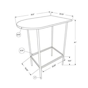 Monarch Specialties 2335 Table, Height, Pub, 36" Rectangular, Small, Kitchen, Laminate, Black, Grey, Contemporary, Modern Home Bar-24"X 36" Silver Metal Spacesaver, 35.5" L x 23.75" W x 41" H