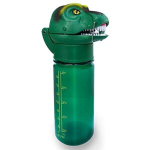 sun company roarbottle t-rex - roaring dinosaur water bottle for kids | cool realistic trex roar | spill and leak-proof bpa free tritan waterbottle for children