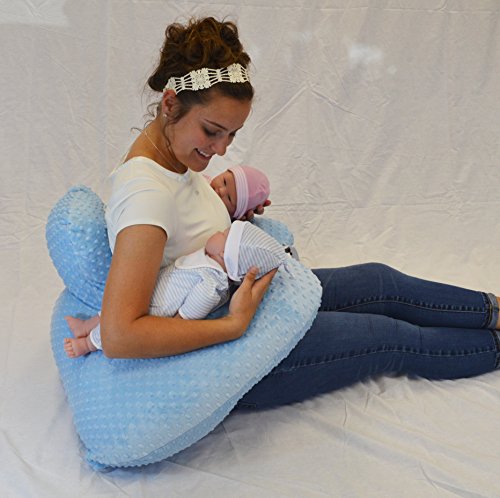 Twin Z Pillow The Blue - 6 uses in 1 Twin Pillow ! Breastfeeding, Bottlefeeding, Tummy Time, Reflux, Support and Pregnancy Pillow! Contains no Foam!