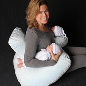 Twin Z Pillow The Blue - 6 uses in 1 Twin Pillow ! Breastfeeding, Bottlefeeding, Tummy Time, Reflux, Support and Pregnancy Pillow! Contains no Foam!