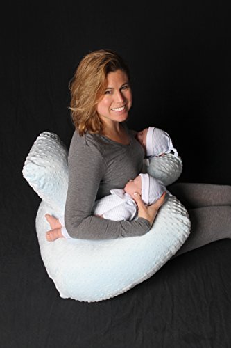 Twin Z Pillow The Blue - 6 uses in 1 Twin Pillow ! Breastfeeding, Bottlefeeding, Tummy Time, Reflux, Support and Pregnancy Pillow! Contains no Foam!