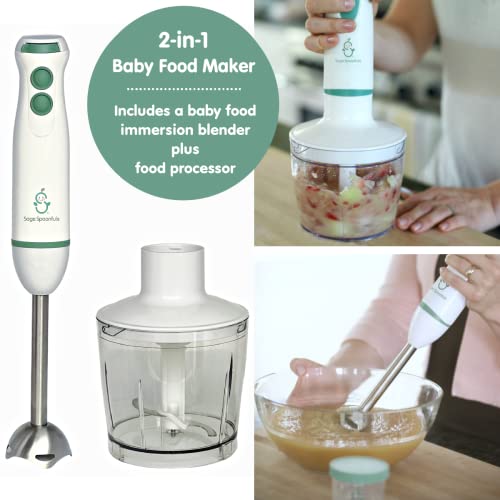 Sage Spoonfuls Baby Food Maker, Processor and Immersion Blender with Dishwasher-Safe Stainless Steel Attachments for Meal Prep & Baby-Led Weaning, White