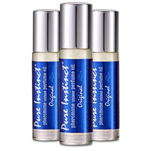 pure instinct roll-on (3-pack) - the original pheromone infused essential oil perfume cologne - unisex for men and women - tsa ready