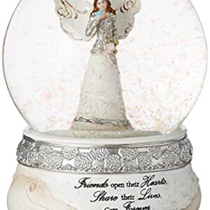 Pavilion Gift Company 82304 Elements Friends Angel Musical Waterglobe, 6-Inch/100mm, Inscription Friends Open Their Hearts Share Their Lives, Care Forever , White