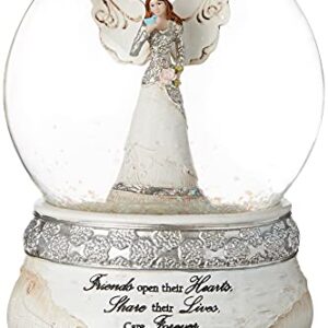 Pavilion Gift Company 82304 Elements Friends Angel Musical Waterglobe, 6-Inch/100mm, Inscription Friends Open Their Hearts Share Their Lives, Care Forever , White