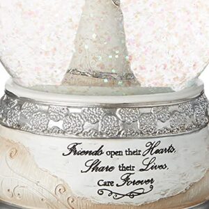 Pavilion Gift Company 82304 Elements Friends Angel Musical Waterglobe, 6-Inch/100mm, Inscription Friends Open Their Hearts Share Their Lives, Care Forever , White