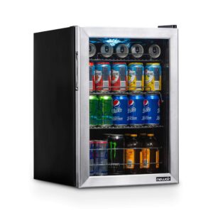 newair ab-850 beverage refrigerator cooler with 90 can capacity - mini bar beer fridge with right hinge glass door - cools to 37f - stainless steel