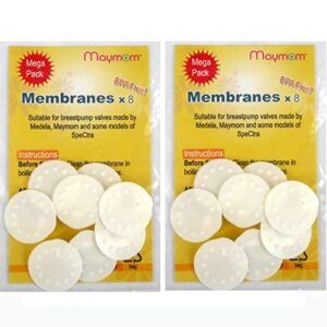 maymom membranes compatible with medela breastpumps, suitable for lactina, manual freestyle, symphony, swing, pump in style pumps, part # 87088 (white, 16pc)