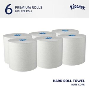 Kleenex® Hard Roll Paper Towels (25637), with Premium Absorbency Pockets™, for Blue Core Dispensers, White, (700'/Roll, 6 Rolls/Case, 4,200'/Case)