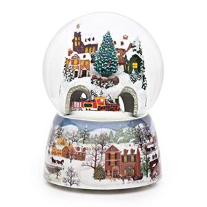 Roman - Musical Christmas Train in Village Glitterdome, Rotating, 120mm, Wind Up, 6" H, Resin, Glass and Water, Christmas Collection, Home Decor, Adorable Gift, Beautifully Detailed