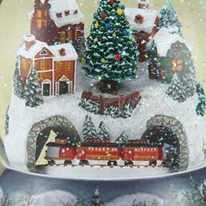 Roman - Musical Christmas Train in Village Glitterdome, Rotating, 120mm, Wind Up, 6" H, Resin, Glass and Water, Christmas Collection, Home Decor, Adorable Gift, Beautifully Detailed