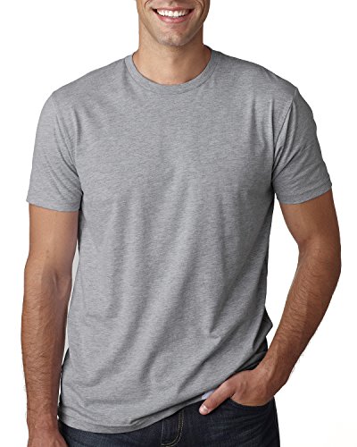 Next Level Mens Premium Fitted Short-Sleeve Crew T-Shirt - Large - Heather Grey