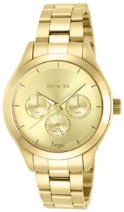 invicta women's 12466 angel gold tone dial gold ion-plated stainless steel watch