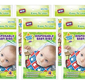 Mighty Clean Baby Disposable Baby Bibs 24 Count (4 Bibs per Package)