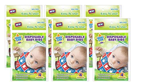 Mighty Clean Baby Disposable Baby Bibs 24 Count (4 Bibs per Package)