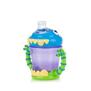 nuby plastic two-handle imonster no-spill super spout cup, 7 ounce
