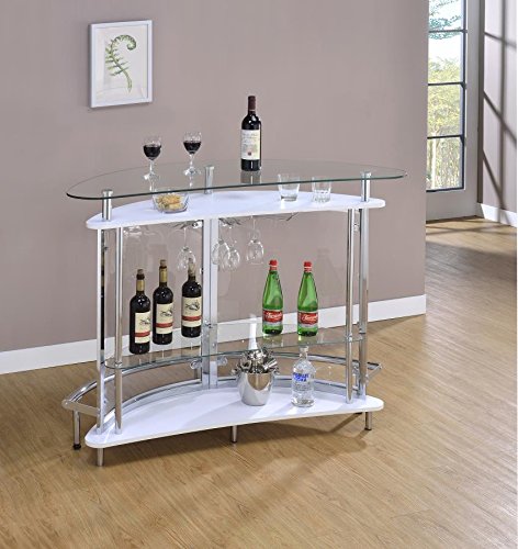 Coaster Furniture Bar Unit 20 inch W x 50.75 inch L x 41 inch H Chrome and Clear 101066