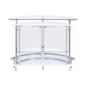 Coaster Furniture Bar Unit 20 inch W x 50.75 inch L x 41 inch H Chrome and Clear 101066