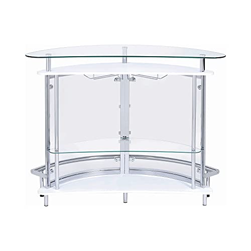 Coaster Furniture Bar Unit 20 inch W x 50.75 inch L x 41 inch H Chrome and Clear 101066